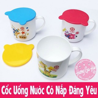 Cốc nhựa, ca nhựa cho bé uống nước kute có nắp đậy hình tai gấu