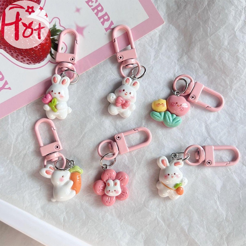Jr Móc Chìa Khóa Hình Thỏ Và Cà Rốt Hoạt Hình Dễ Thương Bằng Nhựa resin Trang Trí Túi Xách / Xe Hơi vn