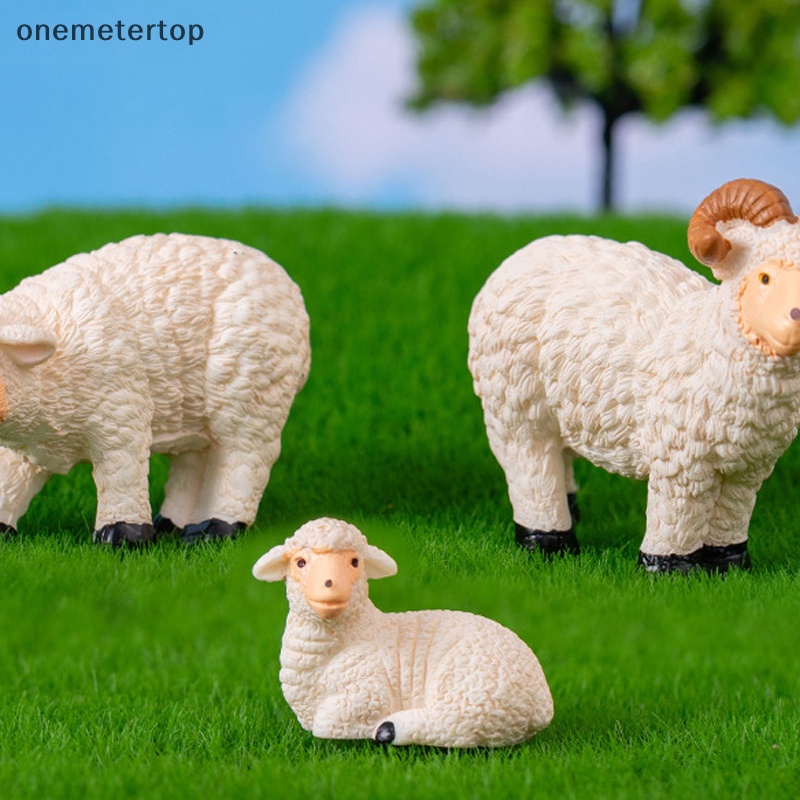 Onemeter Tượng Cừu Dê Nhân Tạo Mini Trang Trí Tiểu Cảnh Để Bàn