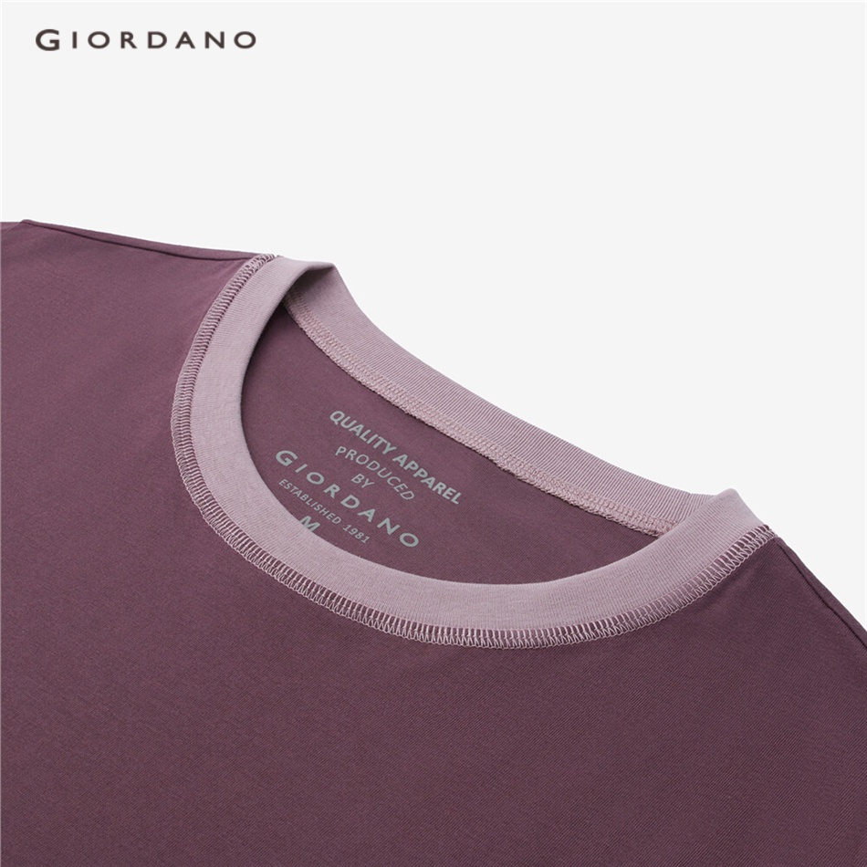 Áo thun GIORDANO 05323384 tay ngắn màu sáng tương phản thời trang cao cấp