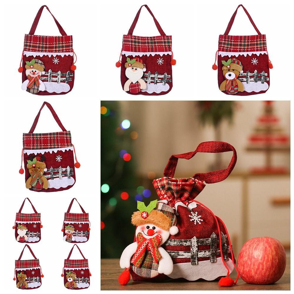 Mmluck Túi Dây Rút Đựng Quà Giáng Sinh Bằng Vải Cầm Tay Hình Ông Già Noel / Nai Sừng Tấm / Gấu Tuyết / Nai Sừng Tấm Thời Trang