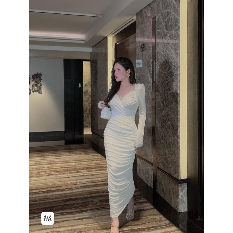 Váy body rúm dáng dài cực sang chảnh