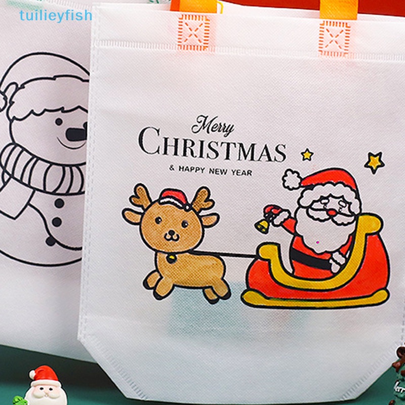 Túi Xách Tay Bằng Vải Không Dệt Vẽ graffiti Giáng Sinh Màu Sắc Nghệ Thuật Cho Trẻ Em