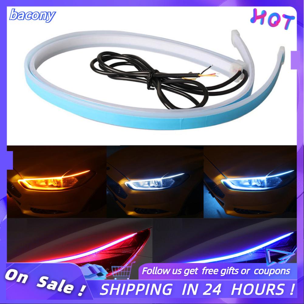 Bacony Car Headlight Strip Light 60cm Dual Color Running Turn Signal  Tube