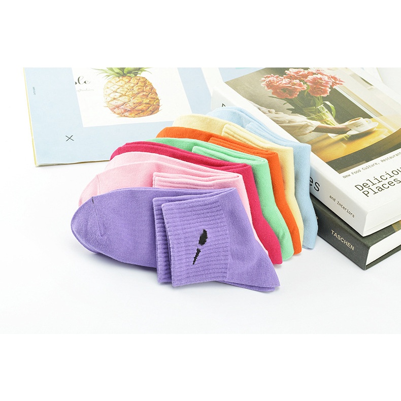 Vớ cotton Cổ Cao Màu Trơn Phong Cách Thể Thao Thời Trang Cho Nam Và Nữ