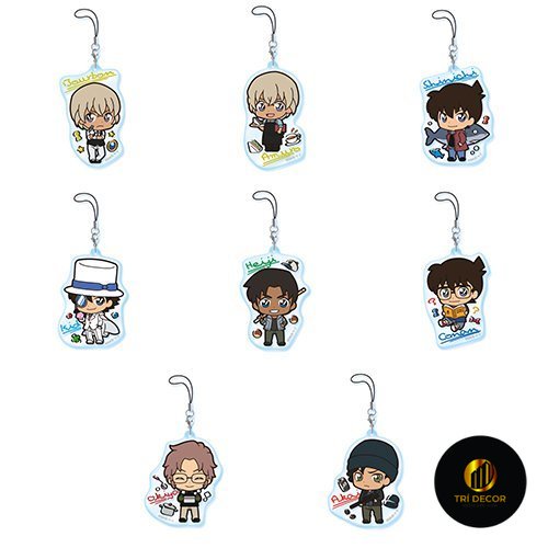 Dây treo điện thoại DETECTIVE CONAN ver TÊN  anime chibi mica trong acrylic xinh xắn