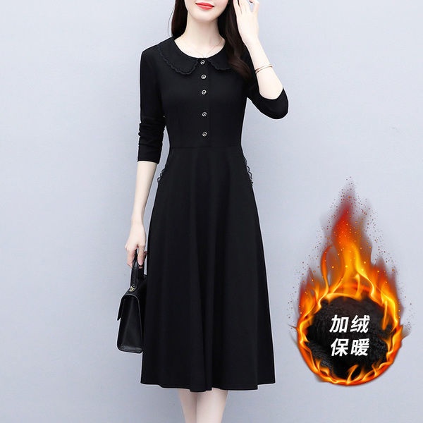Đầm Nhung Dày Dặn Che Bụng Phong Cách Thời Trang Thu Đông 2023 Cho Nữ Có size Lớn