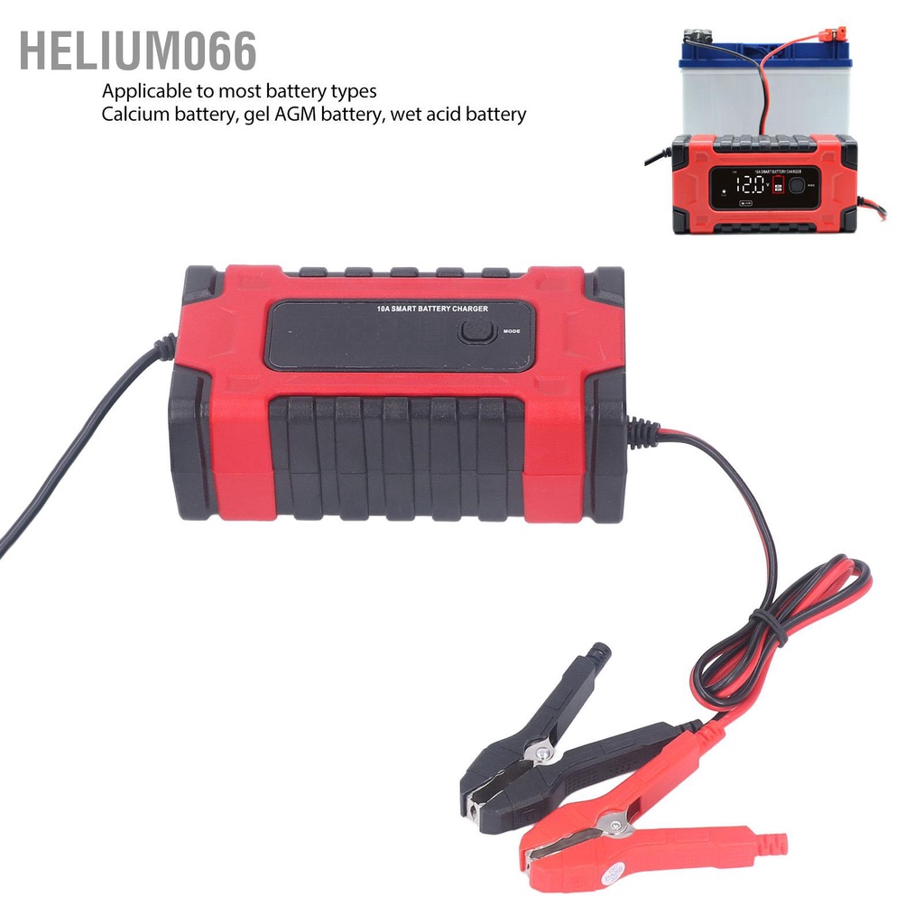 Helium066 Sạc Pin Ô Tô 12V 24V Cho Canxi Gel AGM Axit Ướt Màn Hình Lớn Hiển Thị Sửa Chữa Thông Minh Di Động AC100 ~ 240V