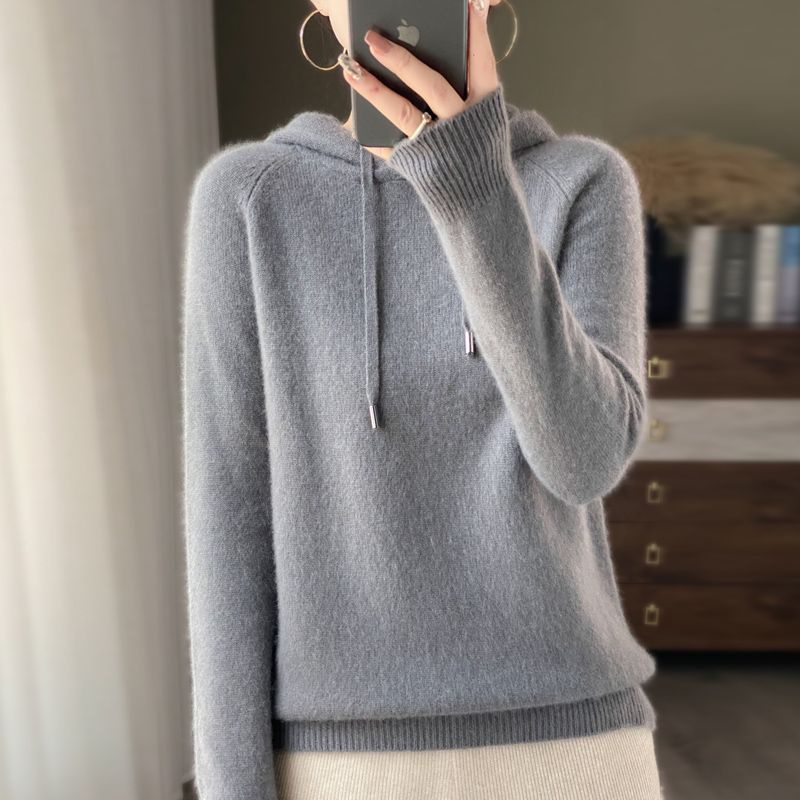 Áo Hoodie Dệt Kim Dày Dáng Rộng Thời Trang Thu Đông Phong Cách Mới Cho Nữ