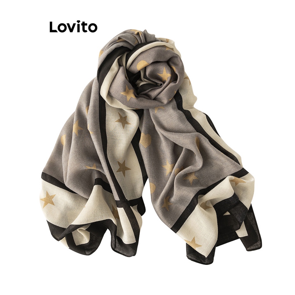 Lovito Khăn quàng cổ hình ngôi sao trơn thông thường dành cho nữ LNA32167