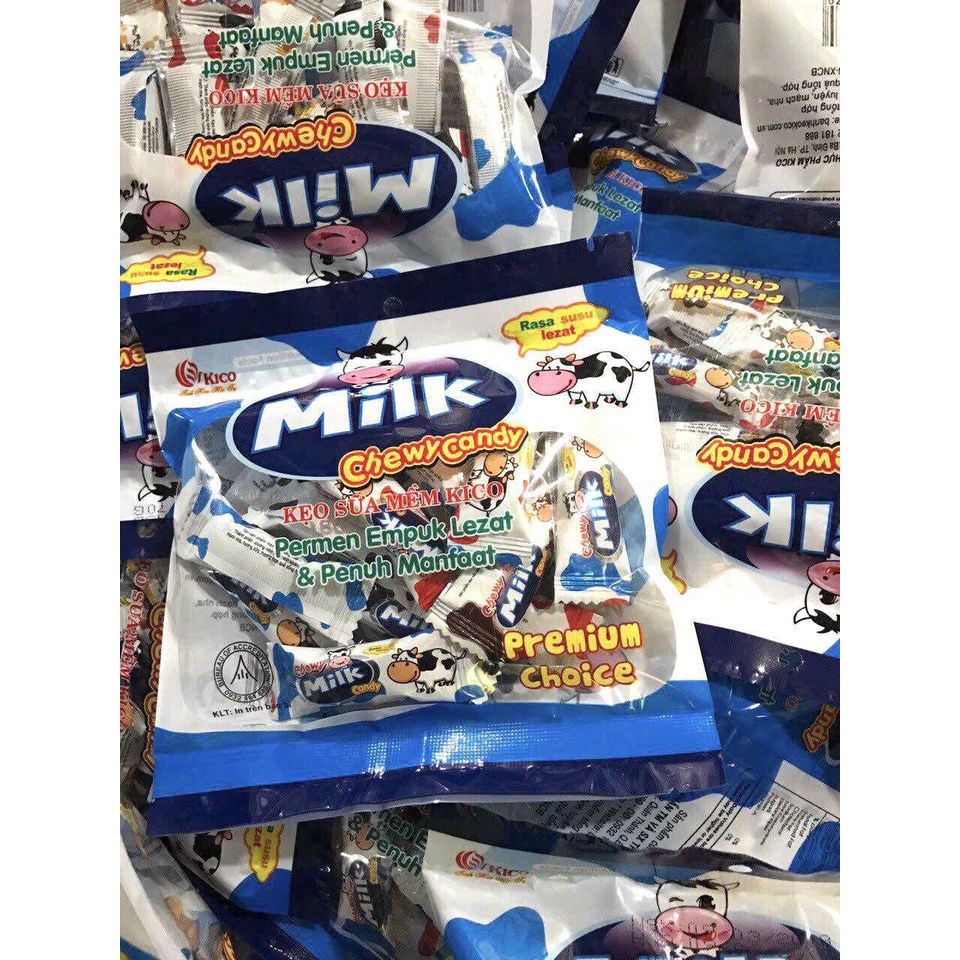 Bịch 400g kẹo mềm sữa bò Chewy Cansy Milk Kico, Date mới 12 tháng.