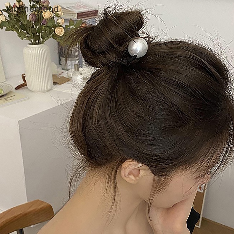 Xinghergood 1 Dây Buộc Tóc Cao Su Co Giãn Đính Ngọc Trai Nhân Tạo Đơn Giản Cho Nữ xhg