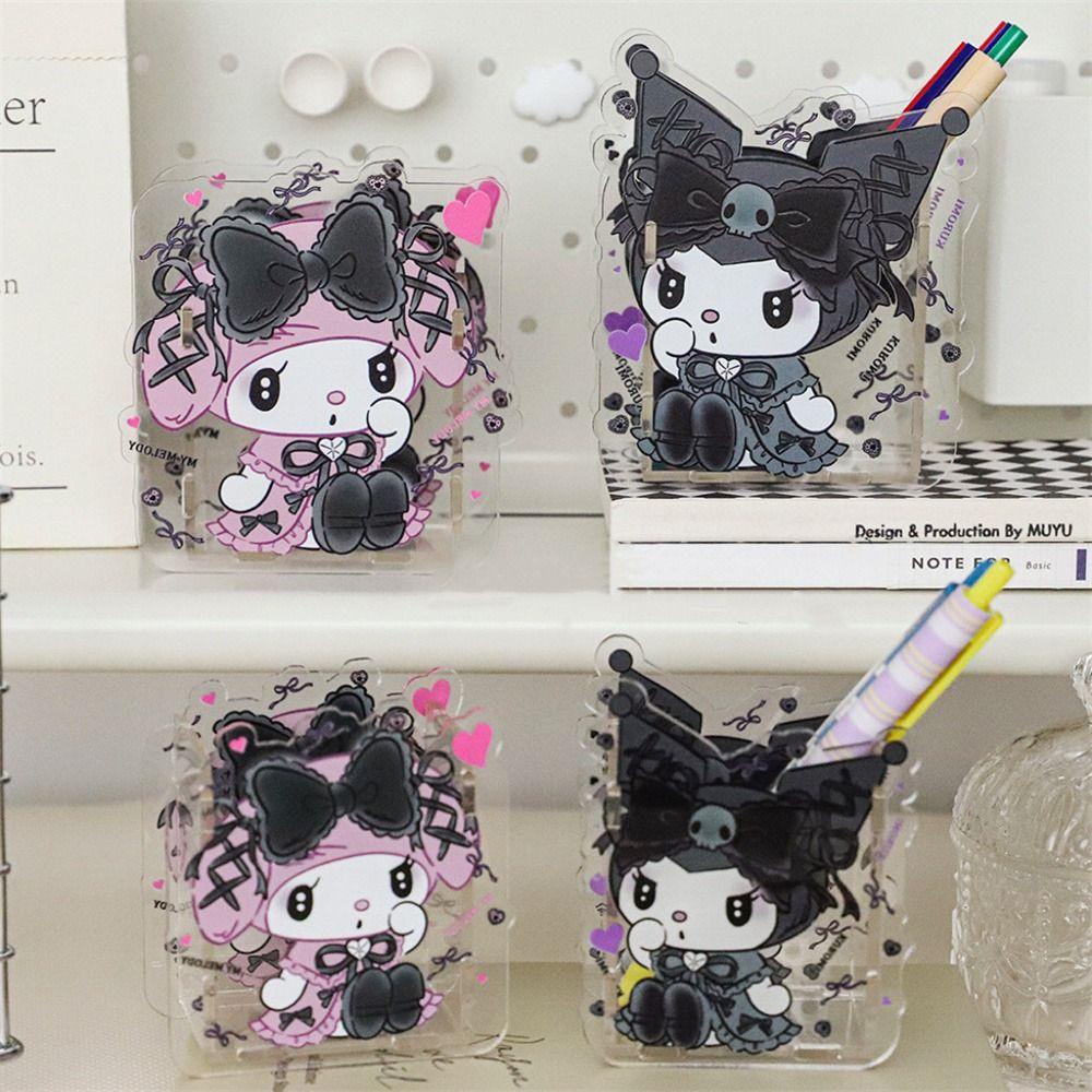 Mmluck Hộp Đựng Cọ Trang Điểm Bằng acrylic Trong Suốt Hình anime kuromi Đáng Yêu