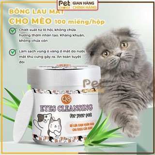 Bông ướt lau mắt cho mèo, bông khăn vệ sinh làm sạch mắt thú cưng Q8, hộp 100 miếng
