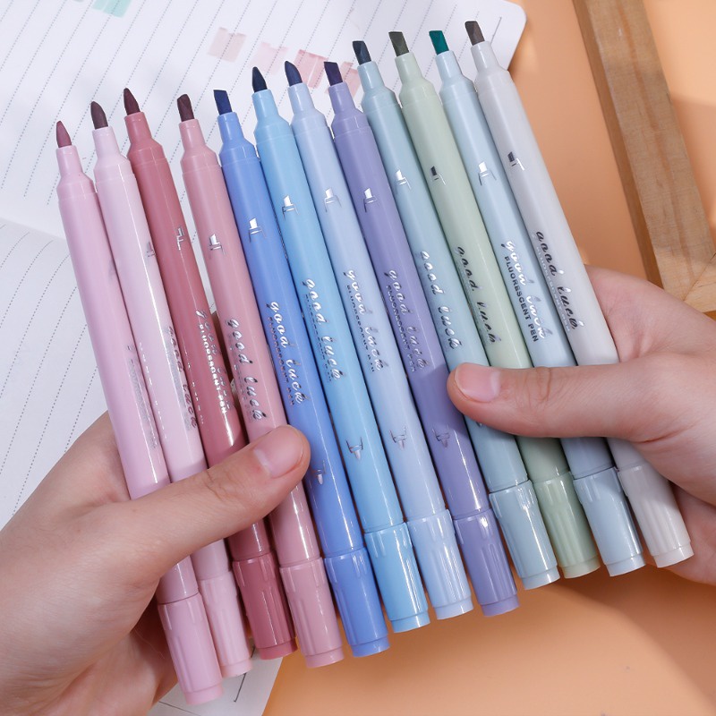 Bộ 4 Bút Màu Nước / Bút Đánh Dấu Hai Đầu Nhiều Màu Sắc Dùng Trong Trường Học / Văn Phòng Phẩm diy