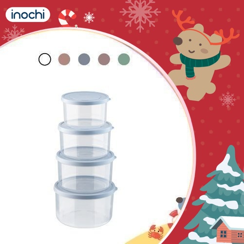 Bộ 4 hộp thực phẩm tròn Inochi-Hokkaido (Bộ 500/1000/1500/2000ml và 500/1000/1500/2500ml, nhiều màu)