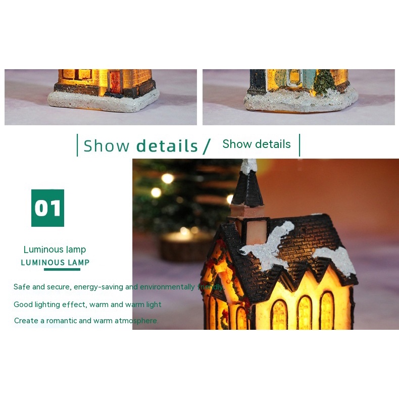 Ngôi Nhà Nhỏ Bằng Nhựa resin Phong Cách Giáng Sinh Mới Trang Trí Phong Cảnh Thu Nhỏ Quà Tặng Giáng Sinh ghi8