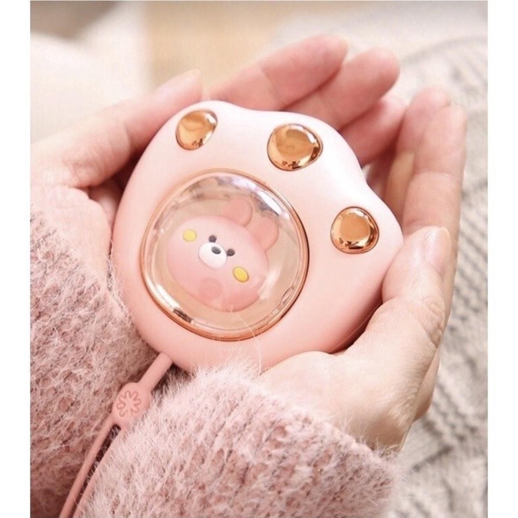 Máy sưởi mini cầm tay hình chân gấu,máy sưởi tay làm ấm nhanh,pin sạc 2400mAH nhỏ gọn bỏ túi siêu tiện lợi