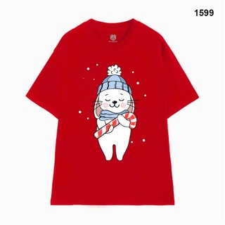 Áo Thun HY KOREA Vải Cotton 100 Nguyên Chất In Hình Noel 1599 Phom Rộng OverSize Unisex