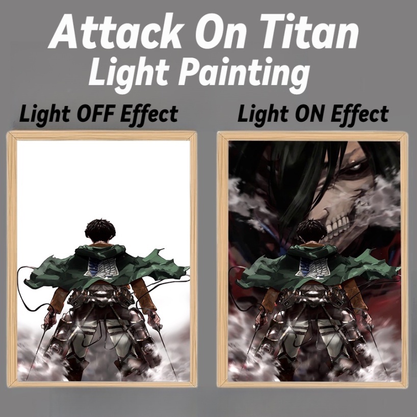 Khung Ảnh Đèn led 3 Màu Hình anime attack on titan Levi Ackerman Trang Trí Phòng Ngủ