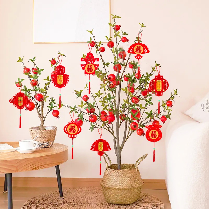 6 Chiếc Tua Rua Cây Cảnh Mặt Dây Chuyền Tết Nguyên Đán Treo Đồ Trang Trí Năm Rồng 3d 2 Mặt Đổ Xô Vải Trang Trí Nhà miyia