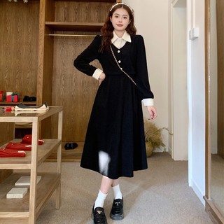 SUXI Đầm Dự Tiệc Tay Dài Cổ Polo Thời Trang Hàn Quốc Cổ Điển Dành Cho Bạn Nữ
