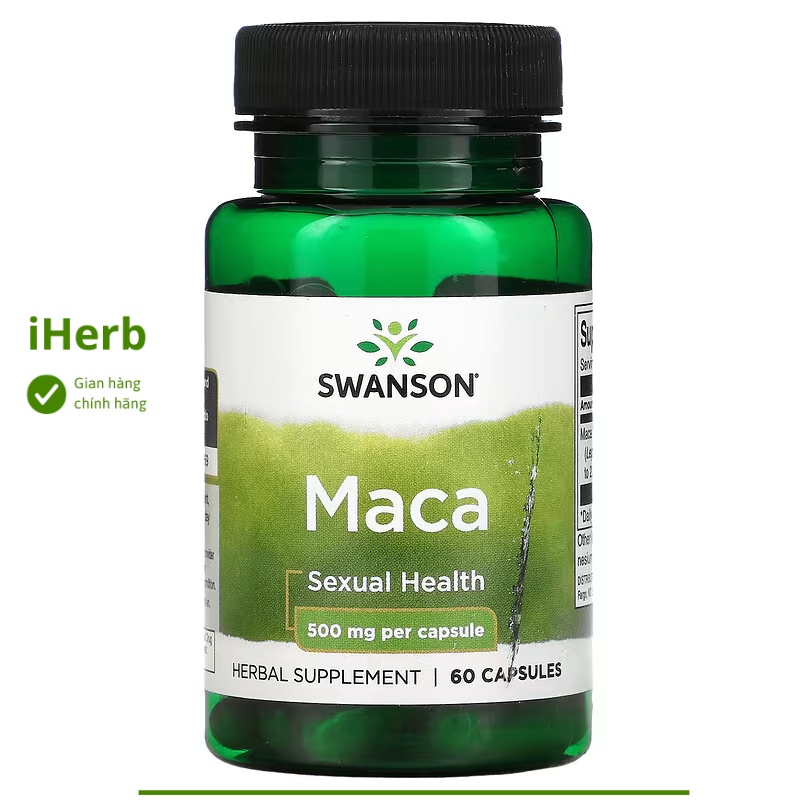 Viên uống tăng cường sinh lý Maca 500 mg Swanson (60 viên) - iHerb Việt Nam