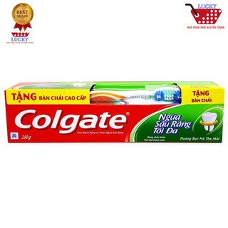 Kem đánh răng Colgate 225g Siêu Chắc Khỏe- Tặng bàn chải Lông tơ Cao Cấp