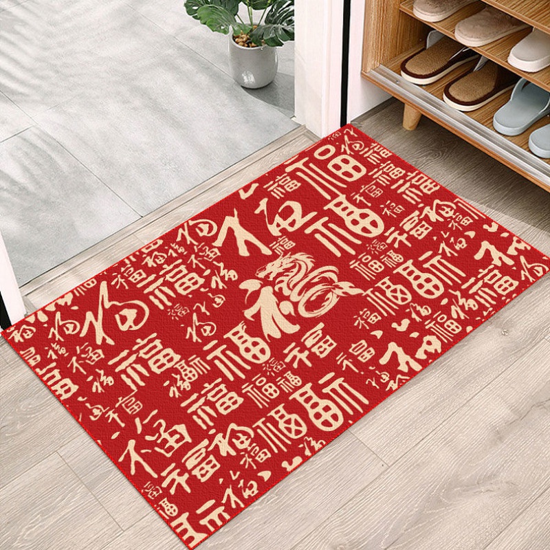 Lối Vào Phong Cách Mới Thảm Trải Sàn Phòng Khách Phòng Ngủ Màu Đỏ Nhân Vật fu Phong Cách Trung Hoa