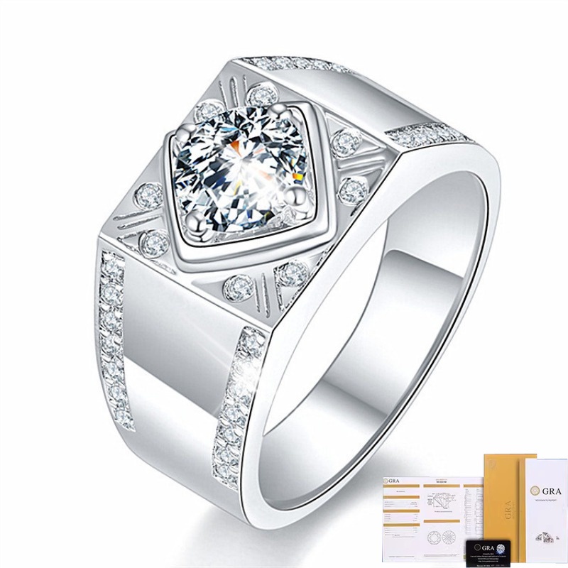 [Giấy chứng nhận GRA miễn phí] Nhẫn nam Karat Moissanite bạc 925