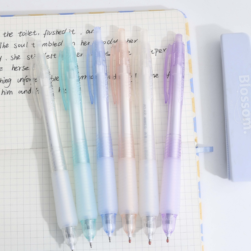 Bút Gel Mực Đen Mura SPARKLING Ngòi 0.5mm Vỏ Lấp Lánh Nhũ Có Đệm Tay