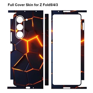 Bao Phủ Toàn Diện Decal Da Cho Samsung Galaxy Z Fold 5 4 3 6 Mặt Sau + Bản Lề + Vỏ Phim Bảo Vệ Bên 3M Bọc Thiết Kế Nứt Miếng Dán