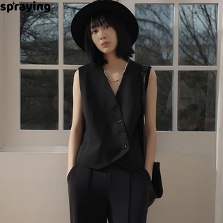 spraying gile áo áo+vest+nữ vest set nữ High-quality Phong cách comfortable Chất lượng cao WMJ23C0O9O 1Z240102