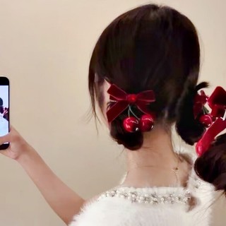 1 Kẹp Tóc Hình Quả Cherry Đỏ Dễ Thương
