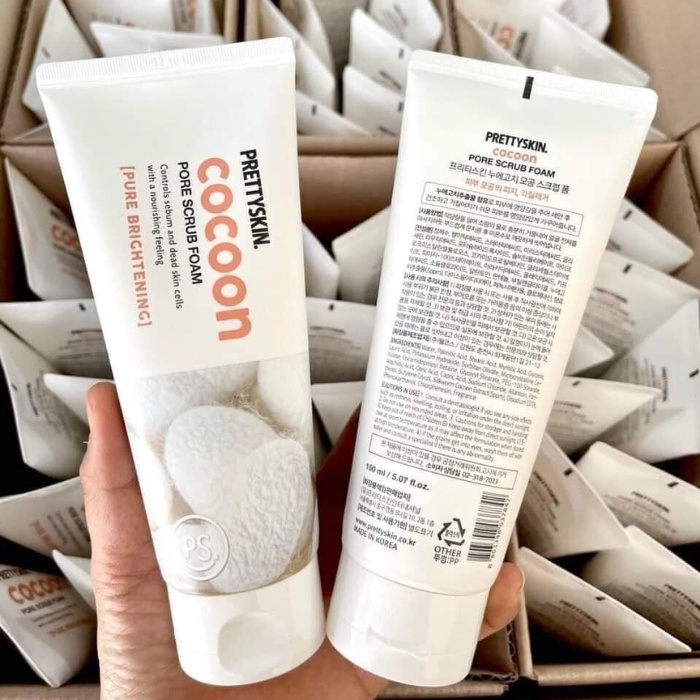 Sữa rửa mặt tẩy da chết Prettyskin Cocoon Pore Scrub Foam 150ml - Làm sạch sâu, giảm mụn đầu đen