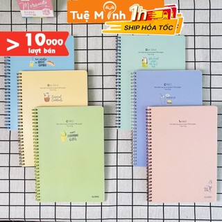 Vở Caro 80-120-200 trang Klong B5 bìa nhựa lò xo kép ô 5x5 6x6 mm bìa màu Pastel VPPTUE MINH - Klong