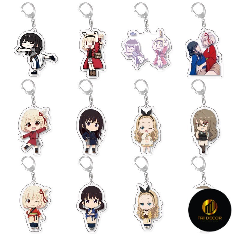 Móc khóa anime Lycoris Recoil: Quán cà phê bất ổn manga nhựa Acrylic hai mặt, in hình các nhân vật d
