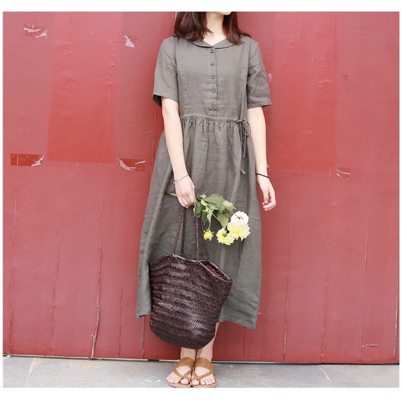 Đầm linen tưng rút dây - mm6