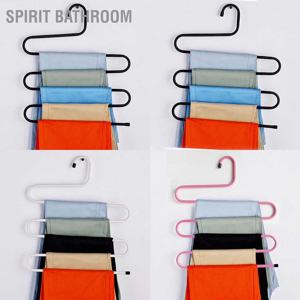 SPIRIT Bathroom Đa Năng Quần Giá Móc 5 Tầng Chống Trượt Hình Chữ S 20Kg Chịu Lực Treo Tiết Kiệm Không Gian Cho Tủ Áo