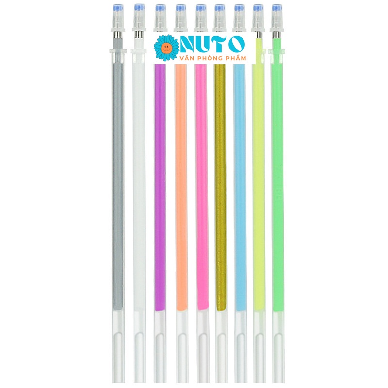 Ngòi bút highlight dạ quang 0.7mm, 9 màu pastel, mực gel, nhanh khô, không nhoè, mực ra đều, trơn văn phòng phẩm nuto