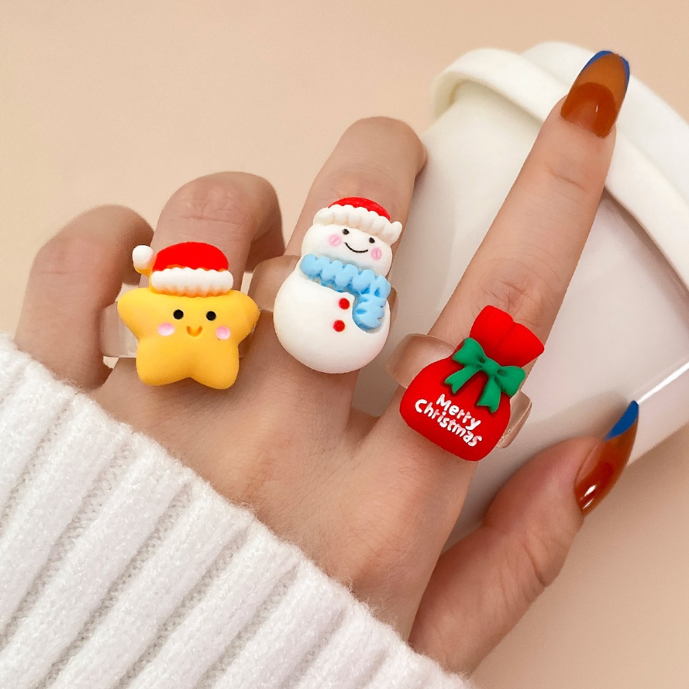Hàng Có Sẵn Nhẫn resin Hình Ông Già Noel Hoạt Hình Dễ Thương Thời Trang Làm Quà Giáng Sinh Cho Cặp Đôi Có Sẵn