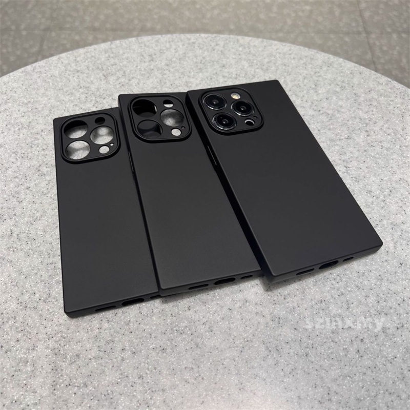 Ôp Điện Thoại Silicon Dẻo Hình Vuông Màu Đen Nhám Sang Trọng Cho iphone 15 14 13 12 11 pro max 14plus Vỏ