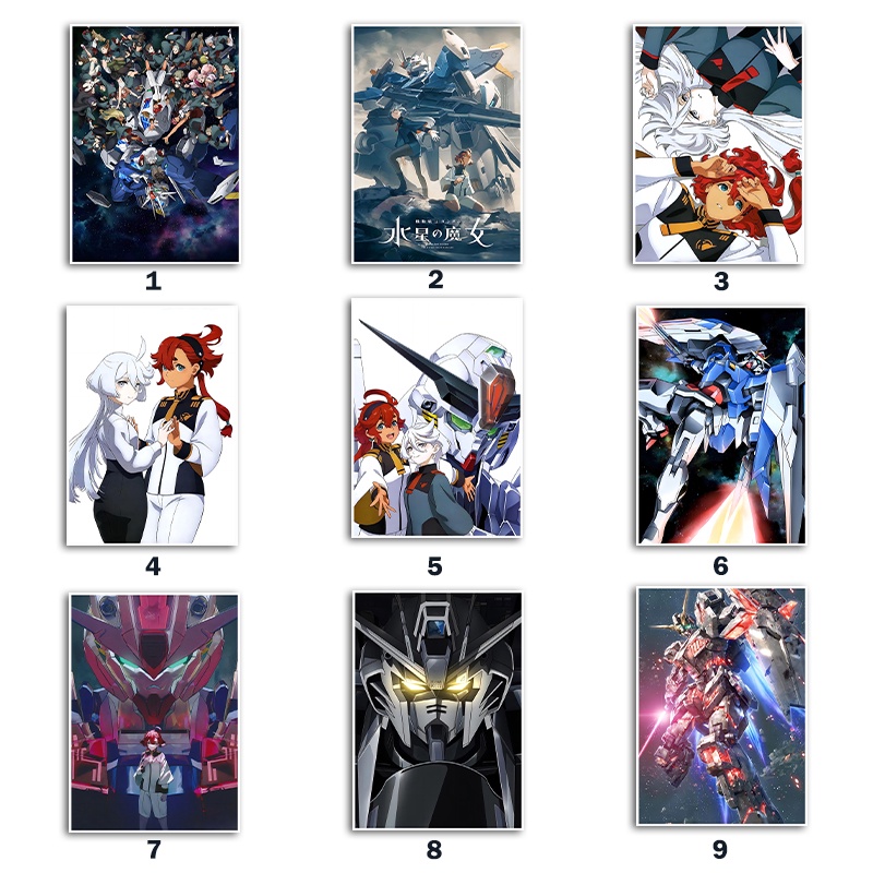 Poster Treo Tường In Hình Nhân Vật anime gundam: the witch from mercury vintage