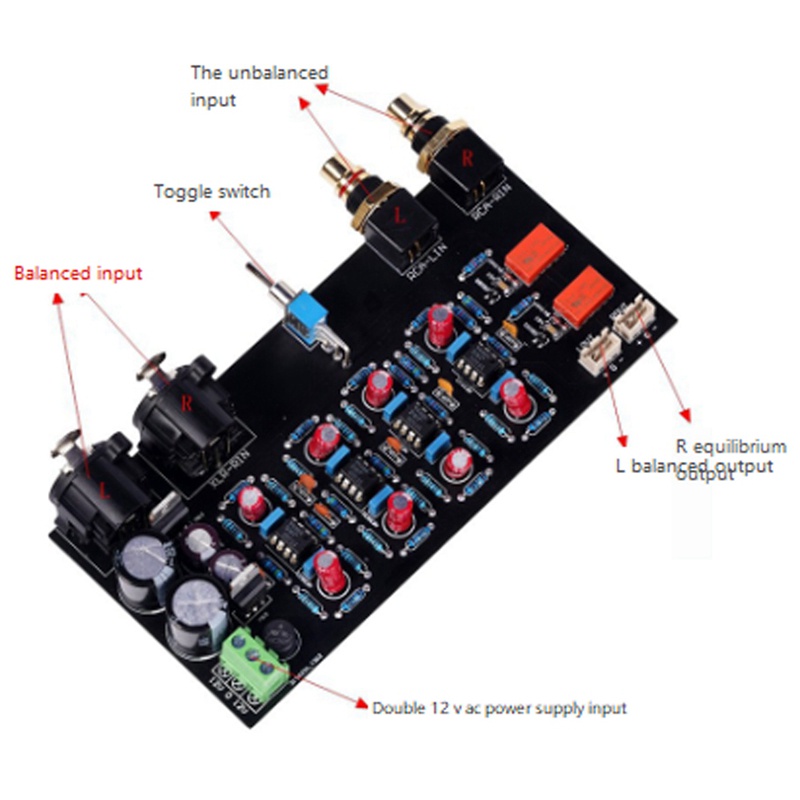 Bảng Mạch Cân Bằng Khuếch Đại Âm Thanh Hai Kênh Không Cân Bằng diy