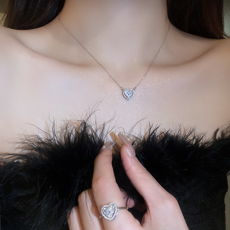 Bông Tai Kim Bạc Đính Đá zircon Hình Trái Tim Đơn Giản Thời Trang Cao Cấp Dễ Phối Đồ Cho Nữ