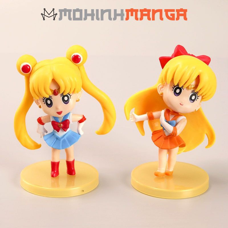 Mô hình chibi 5 nhân vật thủy thủ mặt trăng Sailor Moon Usagi Ami Rei Makoto Minako Mamoru Setsuna Michiru Haruka