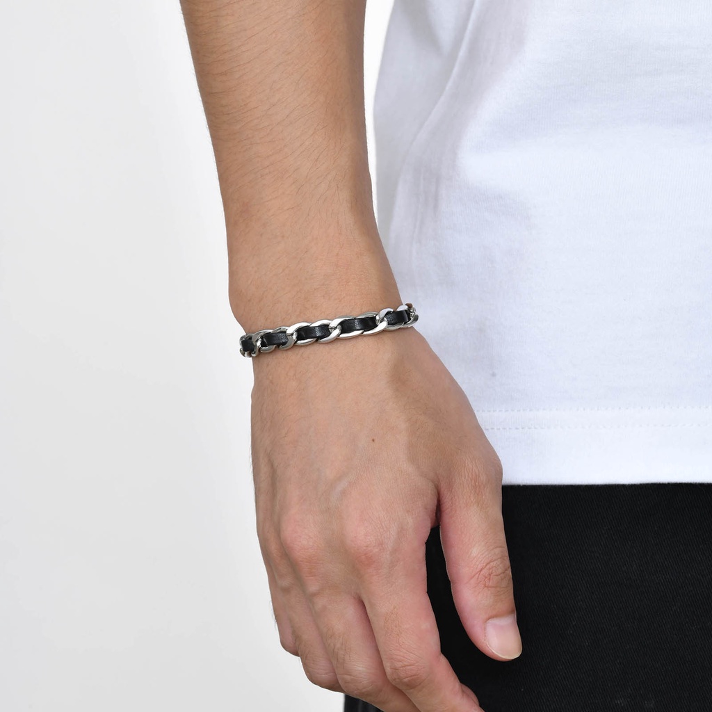Vnox Vòng Tay Dạng Chuỗi Xích Bằng Thép Không Gỉ Màu Đen Thời Trang Cho Nam