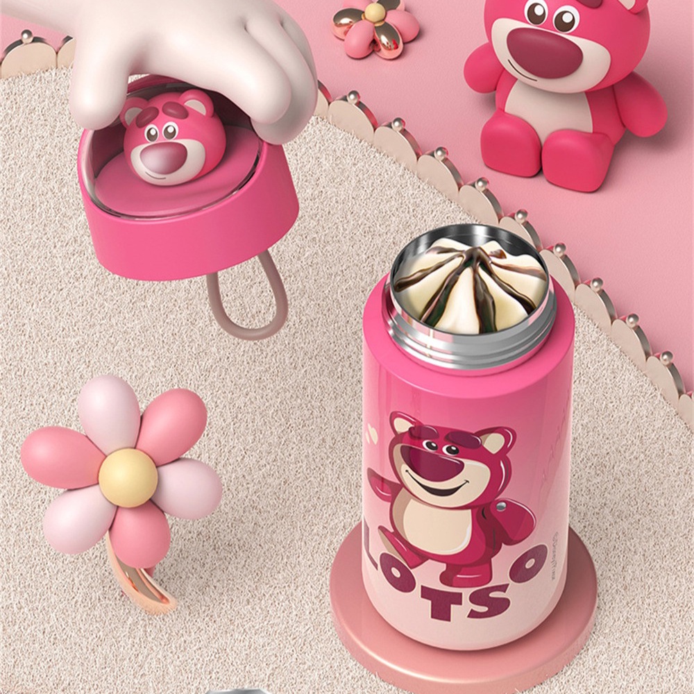 350ml Buzz Lightyear Strawberry Bear Cốc cách nhiệt bằng thép không gỉ Disney Cốc nước cách nhiệt dễ thương sáng tạo Phim hoạt hình Cốc di động cho trẻ em