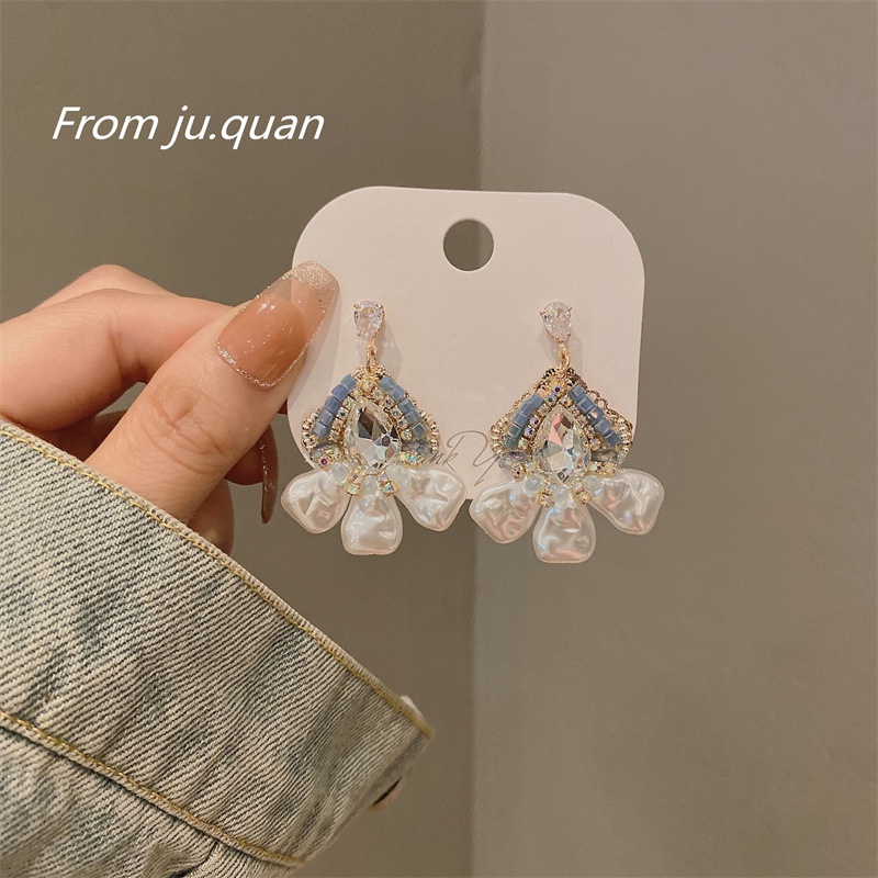 Bông Tai Mạ Bạc 925 Hình Giọt Nước Sang Trọng