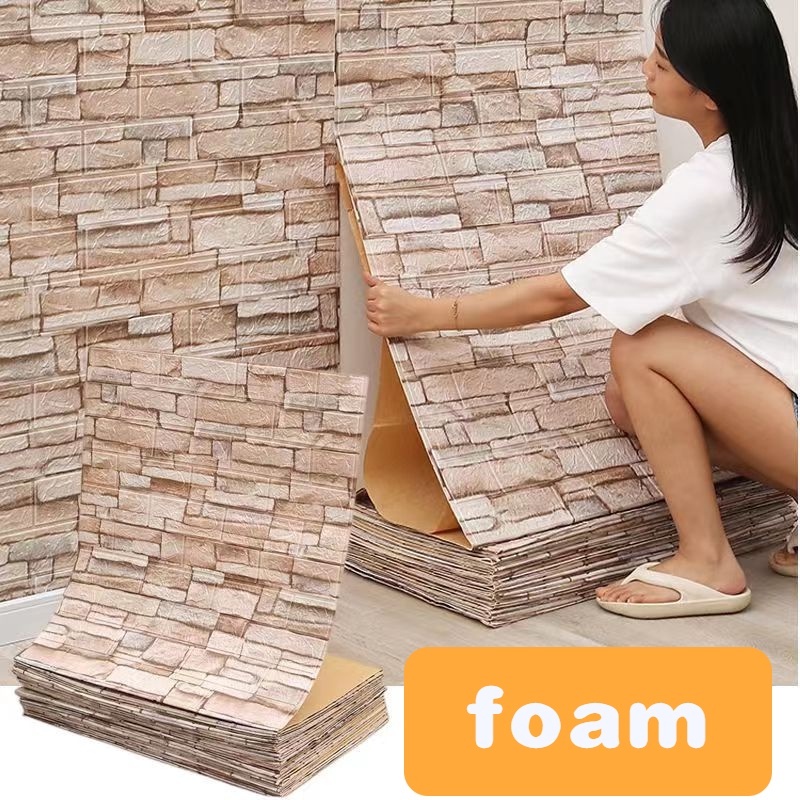 Xốp dán tường 3d Miếng phòng ngủ tranh tường 3D tranh tường bọt nội thất nhà Bọt Miếng Dán Tường Bằng Xốp Họa Tiết Viên Gạch 3d Trang Trí Nhà Cửa
